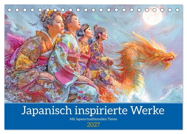 Produktbild: Japanisch inspirierte Werke - Mit Japans traditionellen Tieren (Tischkalender 2027 DIN A5 quer), CALVENDO Monatskalender