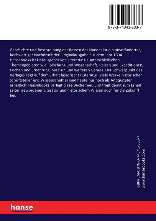 Produktbild: Geschichte und Beschreibung der Rassen des Hundes