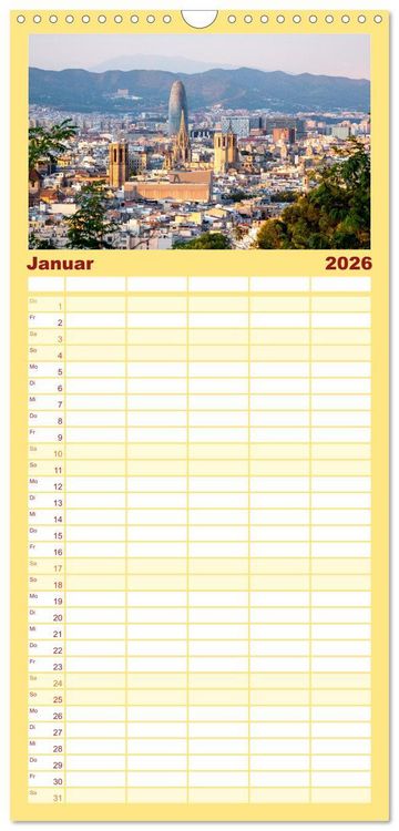 Produktbild: Familienplaner 2026 - Barcelona - Die wundersch&ouml;ne Hauptstadt Kataloniens. mit 5 Spalten (Wandkalender, 21 x 45 cm) CALVENDO