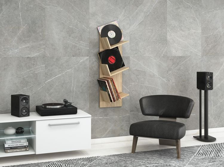 Produktbild: Holz B&uuml;cher Schallplatten LP H&auml;nge Wandregal Sulda