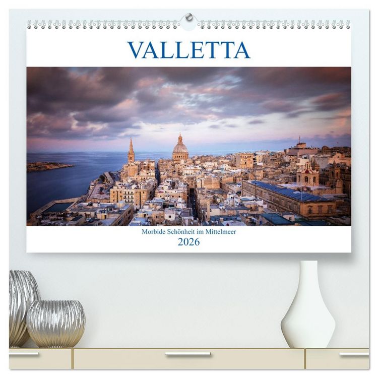 Produktbild: Valletta - Morbide Sch&ouml;nheit im Mittelmeer (hochwertiger Premium Wandkalender 2026 DIN A2 quer), Kunstdruck in Hochglanz