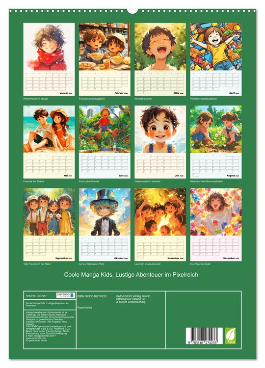 Produktbild: Coole Manga Kids. Lustige Abenteuer im Pixelreich (hochwertiger Premium Wandkalender 2026 DIN A2 hoch), Kunstdruck in Hochglanz