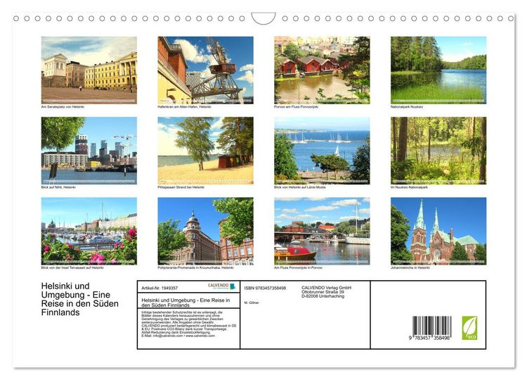 Produktbild: Helsinki und Umgebung - Eine Reise in den S&uuml;den Finnlands (Wandkalender 2026 DIN A3 quer), CALVENDO Monatskalender