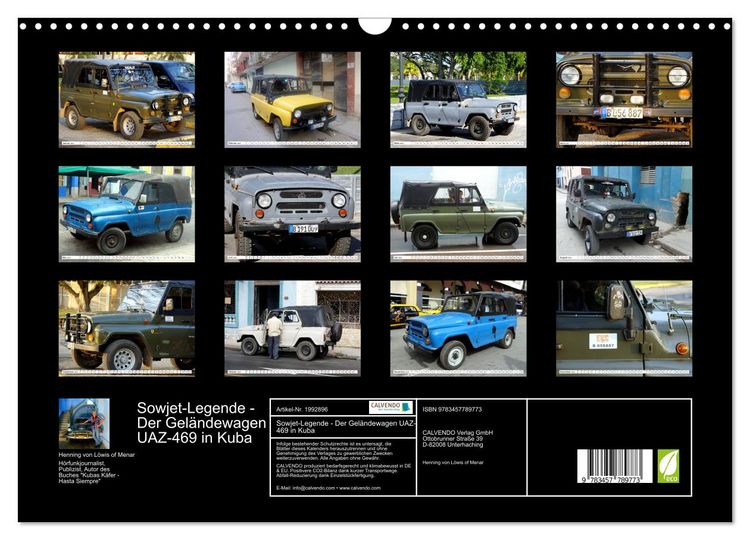 Produktbild: Sowjet-Legende - Der Gel&auml;ndewagen UAZ-469 in Kuba (Wandkalender 2026 DIN A3 quer), CALVENDO Monatskalender