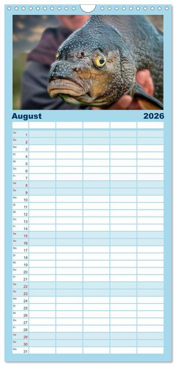 Produktbild: Familienplaner 2026 - Angeln - meine Leidenschaft mit 5 Spalten (Wandkalender, 21 x 45 cm) CALVENDO