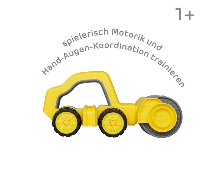 Produktbild: BIG 800054852 - BIG Power Worker Griffy Walze, gelb, L:25cm, Baustellenfahrzeug, Sandspielzeug