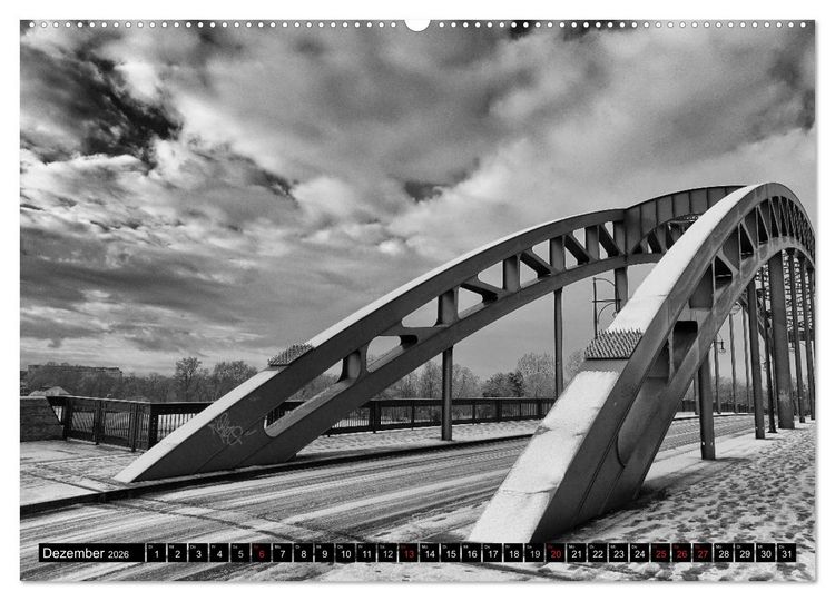 Produktbild: Magdeburg in Schwarz - Wei&szlig; (hochwertiger Premium Wandkalender 2026 DIN A2 quer), Kunstdruck in Hochglanz