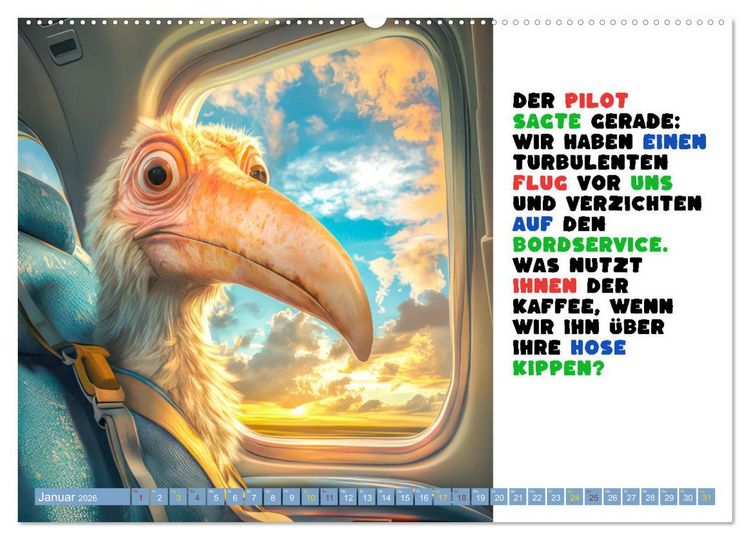 Produktbild: Vogelspr&uuml;che - Humor (hochwertiger Premium Wandkalender 2026 DIN A2 quer), Kunstdruck in Hochglanz