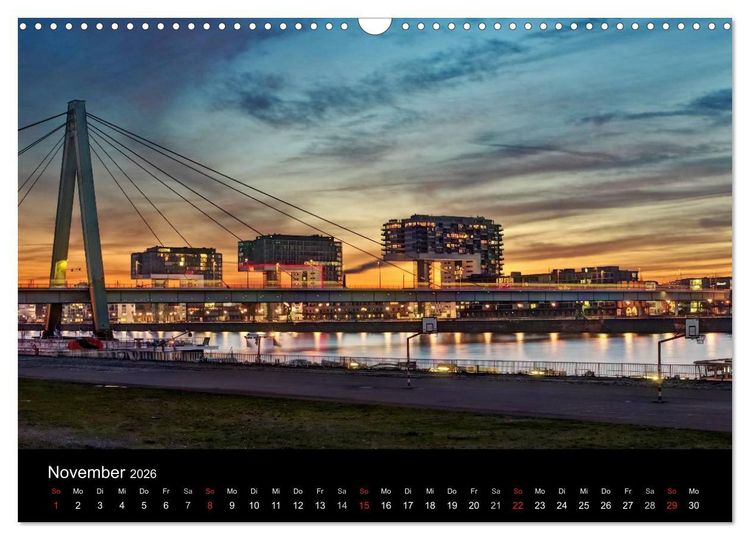 Produktbild: K&ouml;ln bei Nacht - dunkelbunte Stadt (Wandkalender 2026 DIN A3 quer), CALVENDO Monatskalender