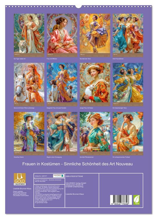 Produktbild: Frauen in Kost&uuml;men - Sinnliche Sch&ouml;nheit des Art Nouveau (hochwertiger Premium Wandkalender 2027 DIN A2 hoch), Kunstdruck in Hochglanz