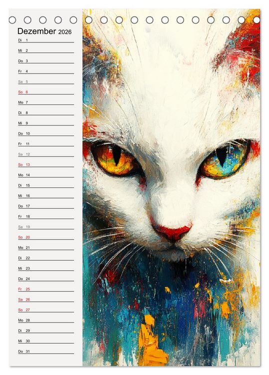 Produktbild: Katzenportraits. Moderne Samtpfoten-Kunst (Tischkalender 2026 DIN A5 hoch), CALVENDO Monatskalender