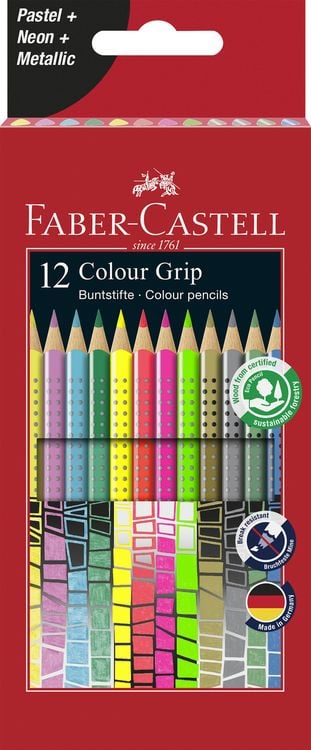 Produktbild: Faber-Castell Buntstifte Colour Grip Sonderfarbset, 12er Etui