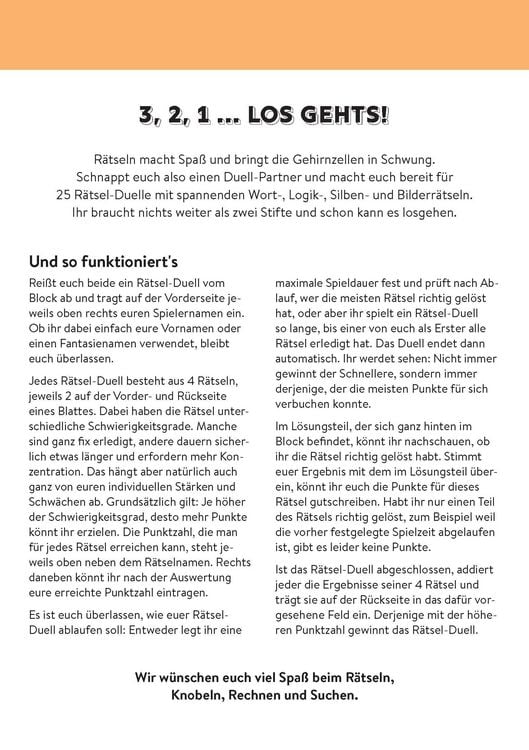 Produktbild: Battle-Block R&auml;tsel-Duell | Spieleblock mit 25 Duellen f&uuml;r je 2 Spieler