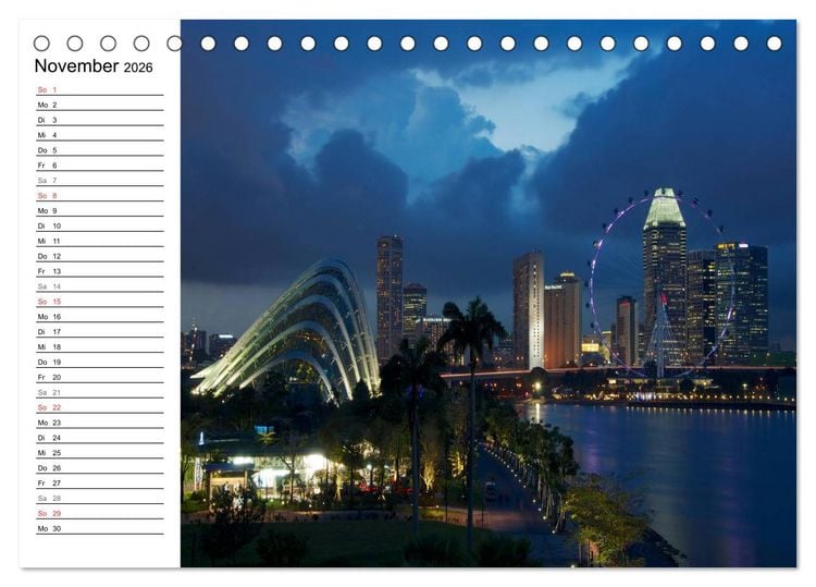 Produktbild: Singapur - Die Farben der Nacht (Tischkalender 2026 DIN A5 quer), CALVENDO Monatskalender