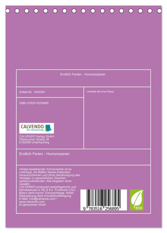 Produktbild: Endlich Ferien - Humorszenen (Tischkalender 2026 DIN A5 hoch), CALVENDO Monatskalender
