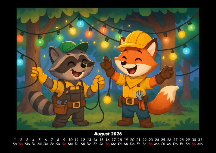 Produktbild: Rocco & Finn - Auf dem Weg zum Elektriker 2026 Fotokalender DIN A3