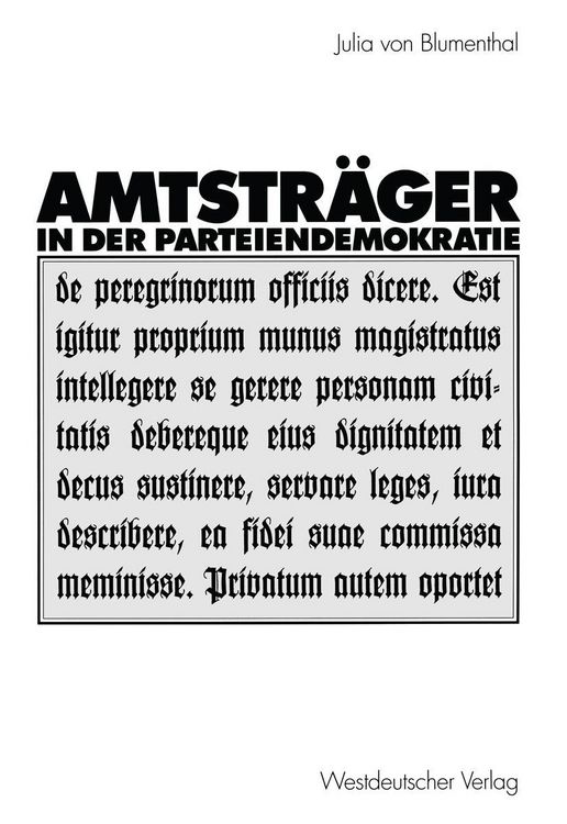 Produktbild: Amtstr&auml;ger in der Parteiendemokratie