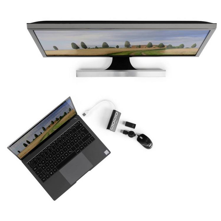 Produktbild: hama 00200119 USB-Hub, 4 Ports, USB 2.0, 480 Mbit/s, Schwarz
