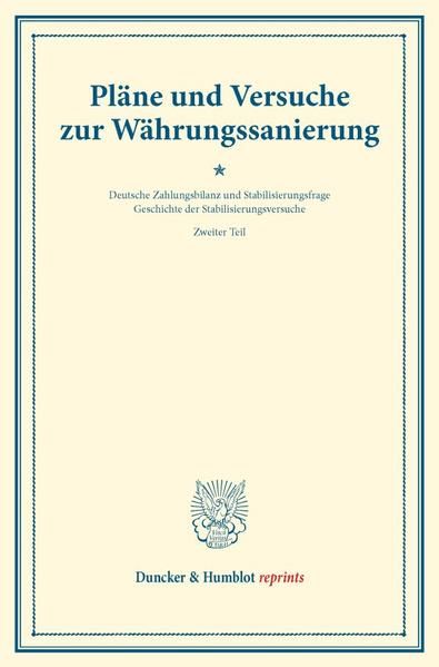 Produktbild: Pl&auml;ne und Versuche zur W&auml;hrungssanierung.