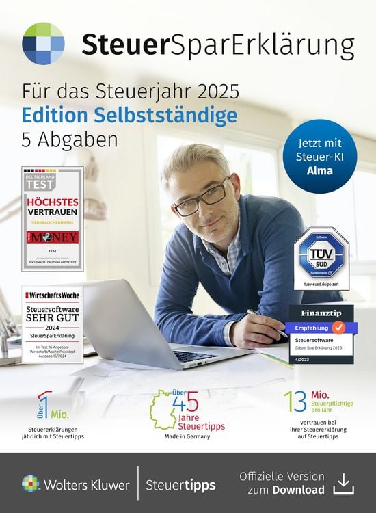 Produktbild: SteuerSparErkl&auml;rung f&uuml;r Selbstst&auml;ndige (Steuerjahr 2025)