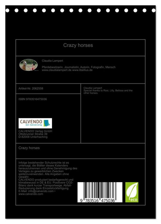 Produktbild: Crazy horses (Tischkalender 2026 DIN A5 hoch), CALVENDO Monatskalender