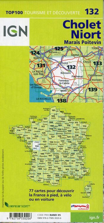 Produktbild: IGN 1 : 100 000 Cholet Niort