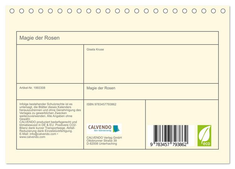 Produktbild: Magie der Rosen (Tischkalender 2026 DIN A5 quer), CALVENDO Monatskalender