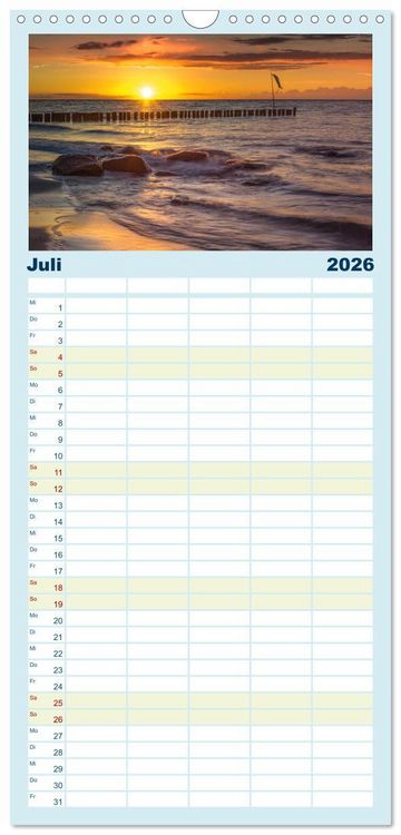 Produktbild: Familienplaner 2026 - Farben der Ostsee mit 5 Spalten (Wandkalender, 21 x 45 cm) CALVENDO