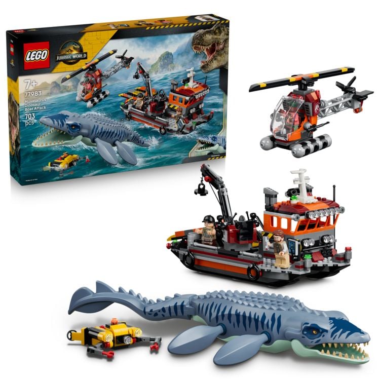 Produktbild: LEGO Jurassic World 77983 Mosasaurier-Angriff auf das Boot, Bauspielzeug f&uuml;r Kinder ab 7 Jahren