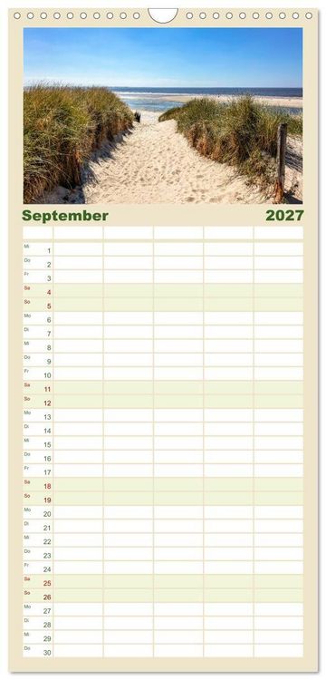 Produktbild: Familienplaner 2027 - Inselliebe Langeoog mit 5 Spalten (Wandkalender, 21 x 45 cm) CALVENDO