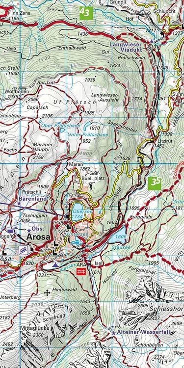 Produktbild: K&uuml;mmerly+Frey Wanderkarte 35 Arosa, Lenzerheide, Savognin 1:40.000
