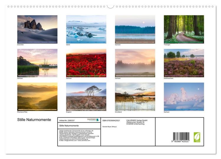 Produktbild: Stille Naturmomente (hochwertiger Premium Wandkalender 2027 DIN A2 quer), Kunstdruck in Hochglanz