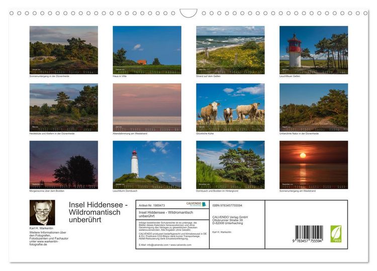 Produktbild: Insel Hiddensee - Wildromantisch unber&uuml;hrt (Wandkalender 2026 DIN A3 quer), CALVENDO Monatskalender