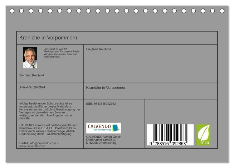 Produktbild: Kraniche in Vorpommern (Tischkalender 2026 DIN A5 quer), CALVENDO Monatskalender