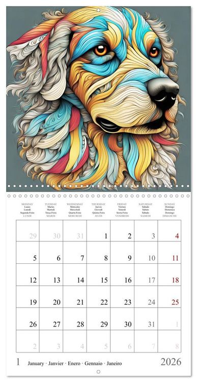 Produktbild: Animal fractals (Wall Calendar 2026 12 &times; 12 Inch) CALVENDO 12 Month Wall Calendar