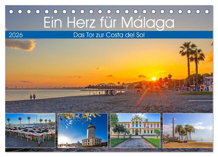 Produktbild: Ein Herz f&uuml;r M&aacute;laga (Tischkalender 2026 DIN A5 quer), CALVENDO Monatskalender