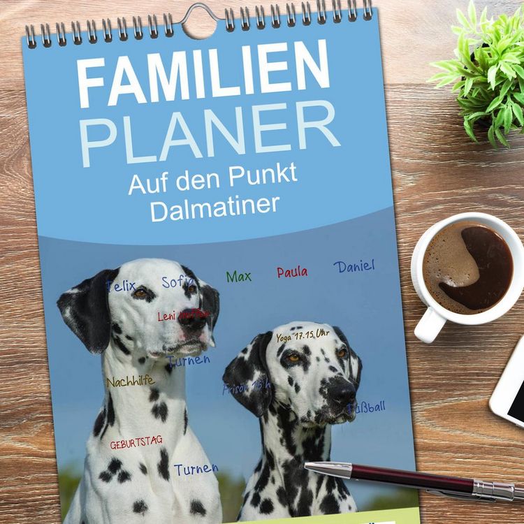 Produktbild: Familienplaner 2026 - Auf den Punkt - Dalmatiner mit 5 Spalten (Wandkalender, 21 x 45 cm) CALVENDO