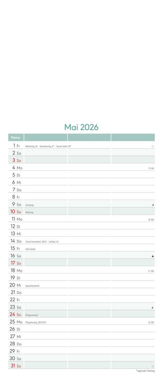 Produktbild: Kreativ-Kalender Planer für 2 2026 - 3 Spalten - 19,5x45 cm - Foto, Malen, Basteln - datiert - Kreativkalender - Foto-Kalender - Alpha Edition