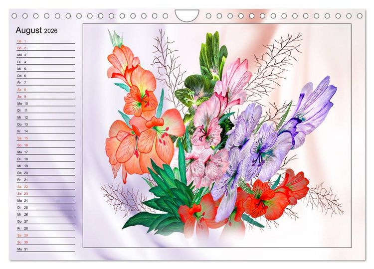 Produktbild: Blumen-Zeichnungen (Wandkalender 2026 DIN A4 quer), CALVENDO Monatskalender