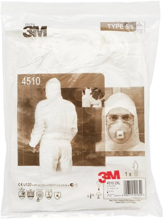 Produktbild: 3M 45203XL Schutzanzug 4520 Kleider-Gr&ouml;&szlig;e=XXXL Wei&szlig;