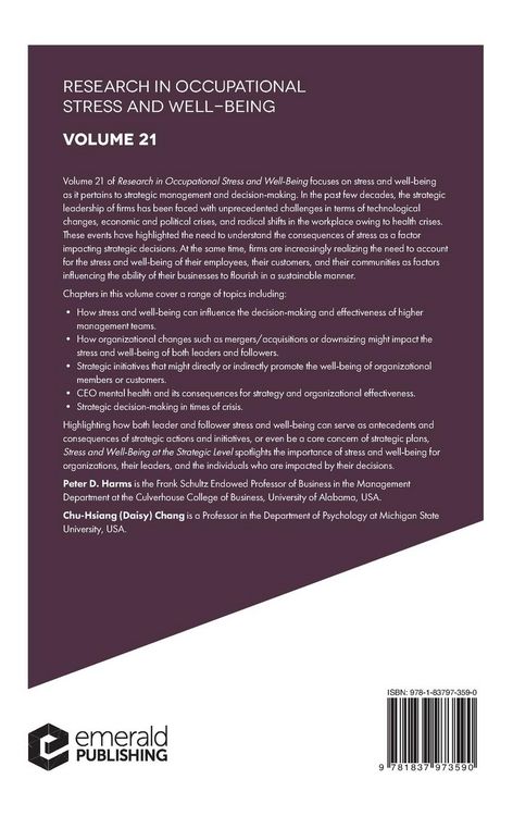 Produktbild: Stress and Well-Being at the Strategic Level