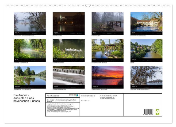 Produktbild: Die Amper - Ansichten eines bayerischen Flusses (Wandkalender 2026 DIN A2 quer), CALVENDO Monatskalender