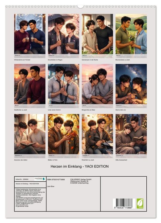 Produktbild: Herzen im Einklang - YAOI EDITION (hochwertiger Premium Wandkalender 2027 DIN A2 hoch), Kunstdruck in Hochglanz