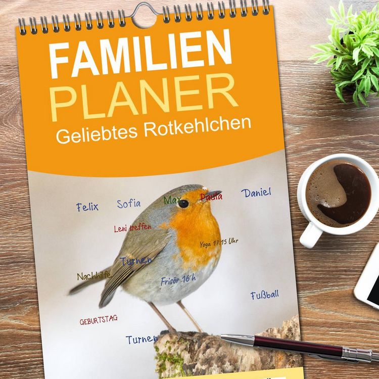 Produktbild: Familienplaner 2026 - Geliebtes Rotkehlchen mit 5 Spalten (Wandkalender, 21 x 45 cm) CALVENDO