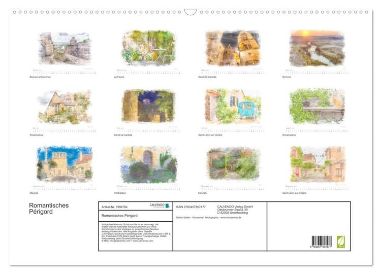 Produktbild: Romantisches P&eacute;rigord (Wandkalender 2026 DIN A2 quer), CALVENDO Monatskalender