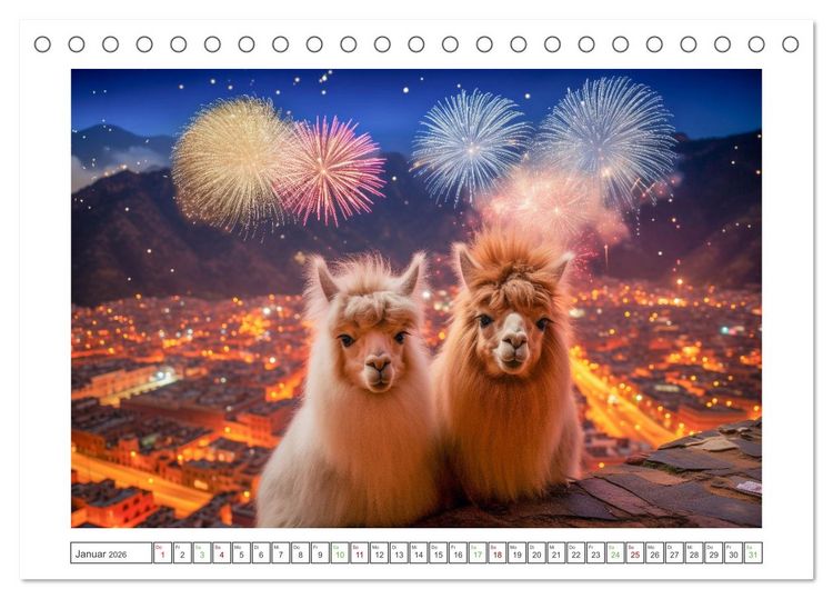 Produktbild: Die Welt der Alpakas (Tischkalender 2026 DIN A5 quer), CALVENDO Monatskalender