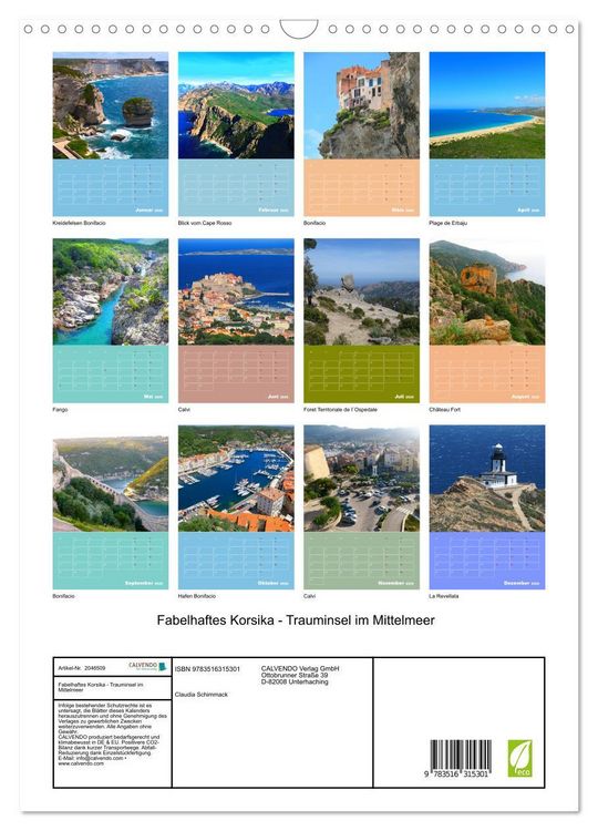 Produktbild: Fabelhaftes Korsika - Trauminsel im Mittelmeer (Wandkalender 2026 DIN A3 hoch), CALVENDO Monatskalender