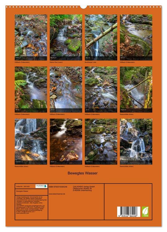 Produktbild: Bewegtes Wasser (Wandkalender 2026 DIN A2 hoch), CALVENDO Monatskalender