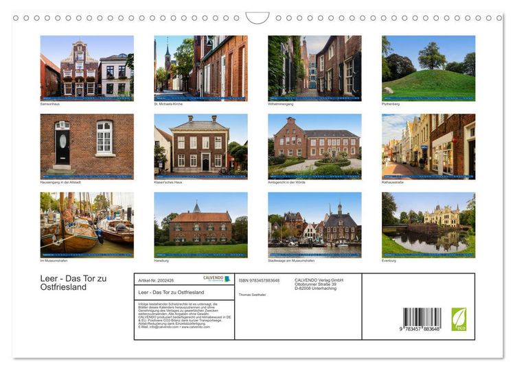Produktbild: Leer - Das Tor zu Ostfriesland (Wandkalender 2026 DIN A3 quer), CALVENDO Monatskalender