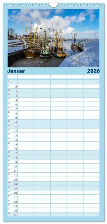 Produktbild: Familienplaner 2026 - Fischerdorf Greetsiel. Bezauberndes Warfendorf der Krummh&ouml;rn mit 5 Spalten (Wandkalender, 21 x 45 cm) CALVENDO